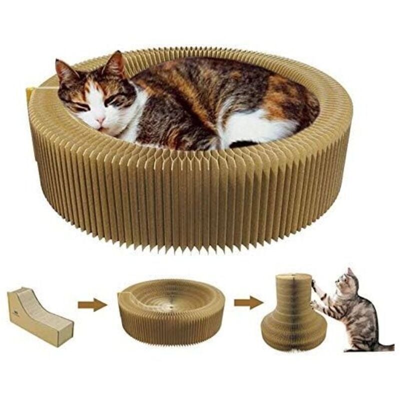 Panier Griffoir pour Chat 50 cm en Carton Haute densité Pliable et Portable Parfait pour Votre canapé et Le Confort, Le Bien-être, Les Griffes de