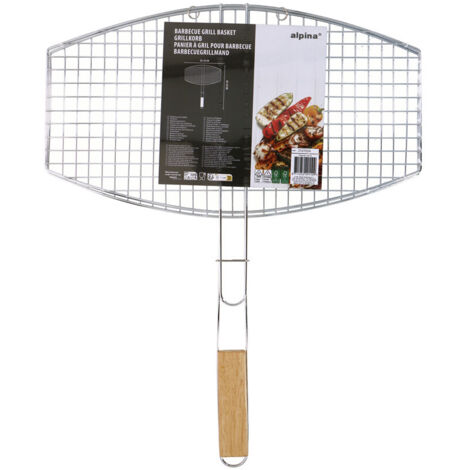 Panier gril barbecue double EDCO 55 x 45 x 1,5 cm Poignée bois Finition chromée