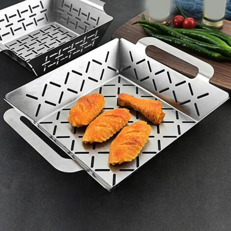 Panier grillagé en acier inoxydable pour barbecue Weber permettant une cuisson uniforme des légumes et accompagnements (grand) - (large)