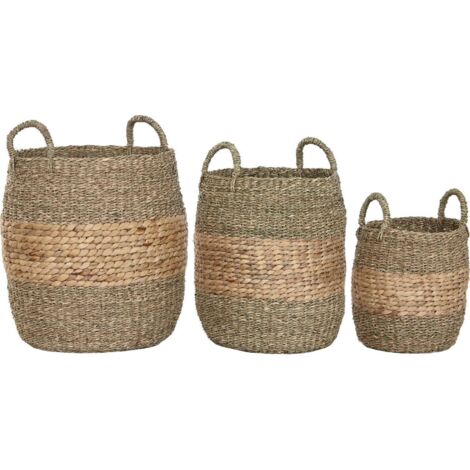 Panier jacinthe d'eau naturel style tropical pour rangement élégant - Naturel jacinthe d'eau tressée
