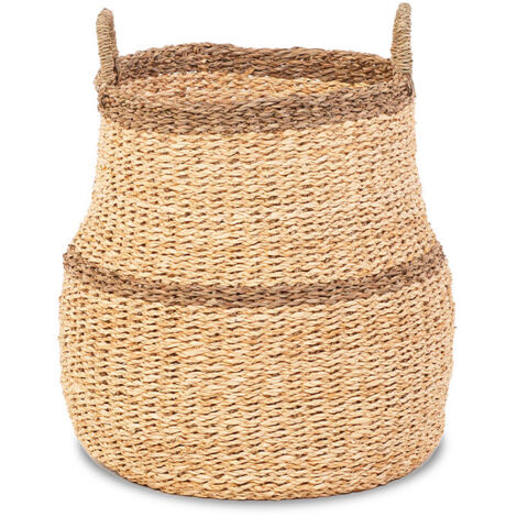 Panier jonc de mer naturel et brun