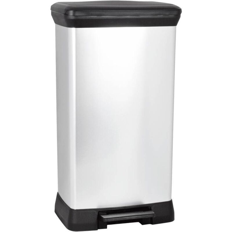 Deco bin metalics 240643 Poubelle 50 l (l x h x p) 390 x 720 x 290 mm argent, noir 1 pc(s) - Curver