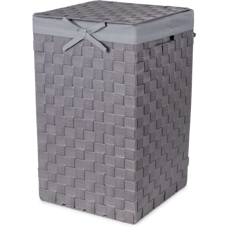Panier à linge carré avec couvercle Stan gris - COMPACTOR - 30 x 30 x H.50 CM - Gris foncé