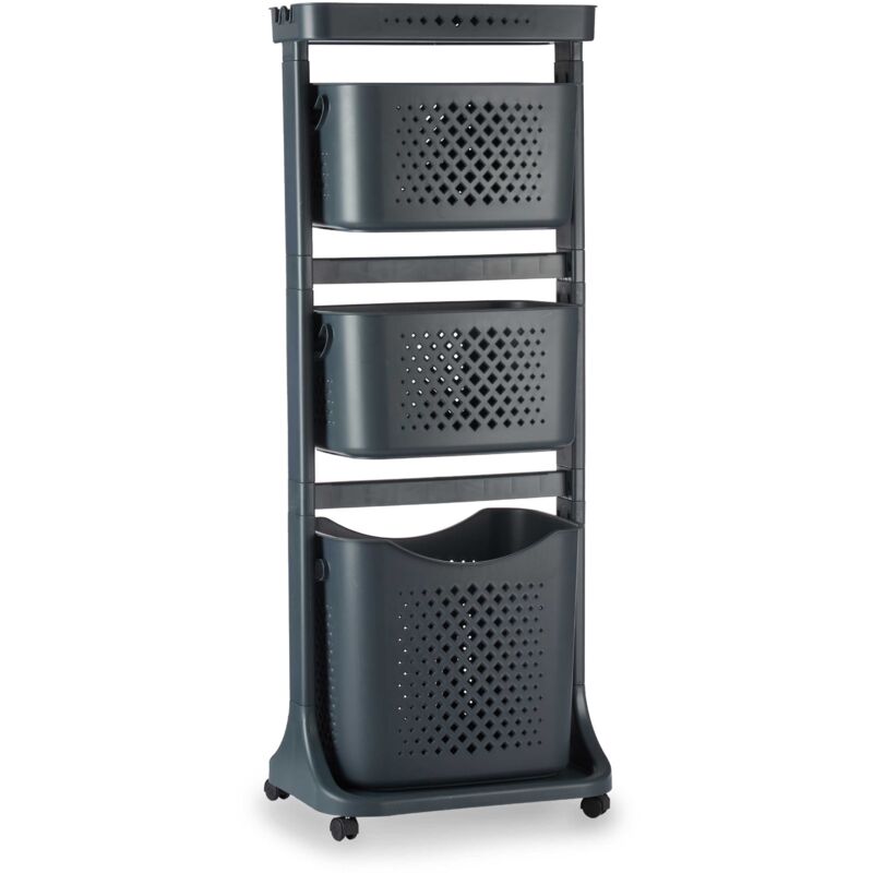 Tagère en plastique pour dressing avec 3 paniers comfy places, 42 x 30 x 108 cm