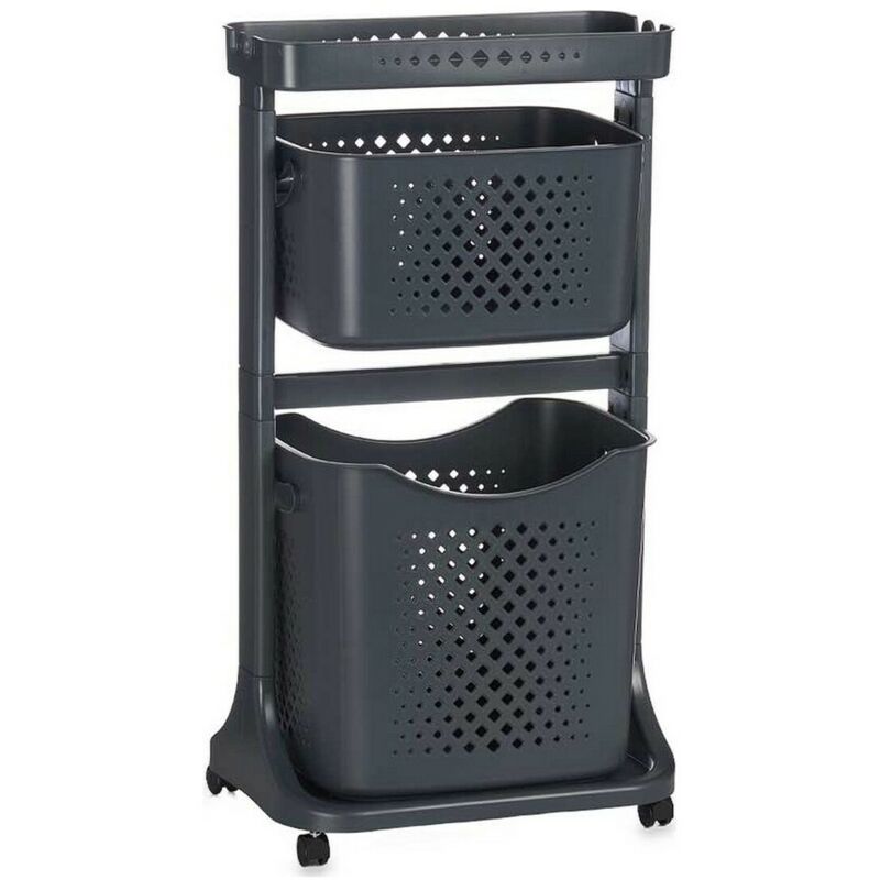 Kipit - Chariot à linge en polypropylène anthracite (33 x 81 x 44 cm)