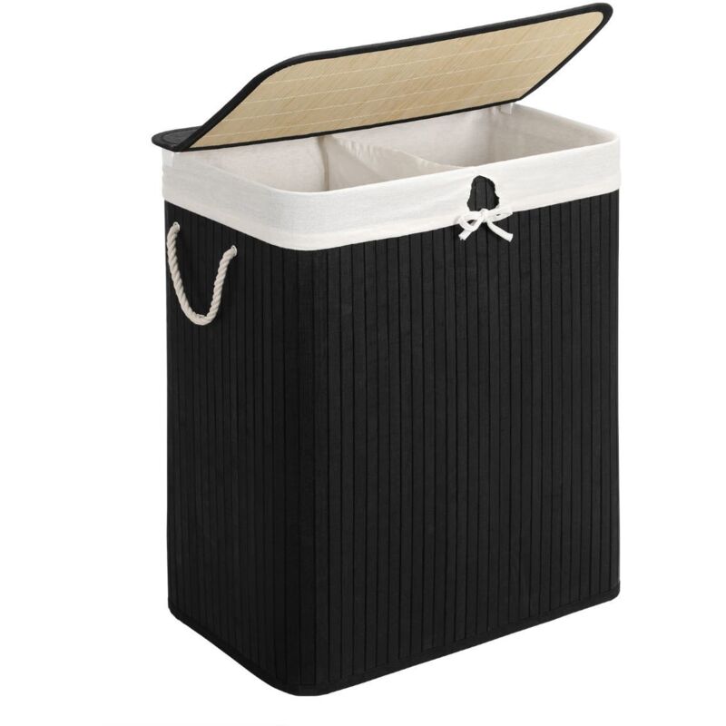 Songmics - calicosy - Panier à linge 2 compartiment en bambou - L51,5 cm