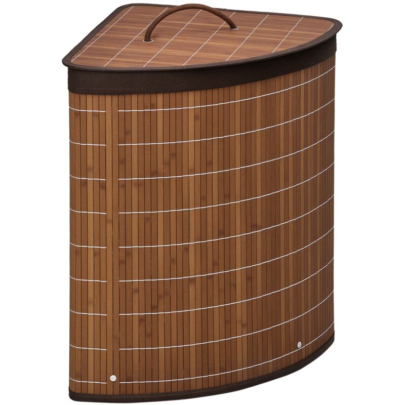 HOMCOM - Panier à linge - Bambou - 38x38x57cm - marron