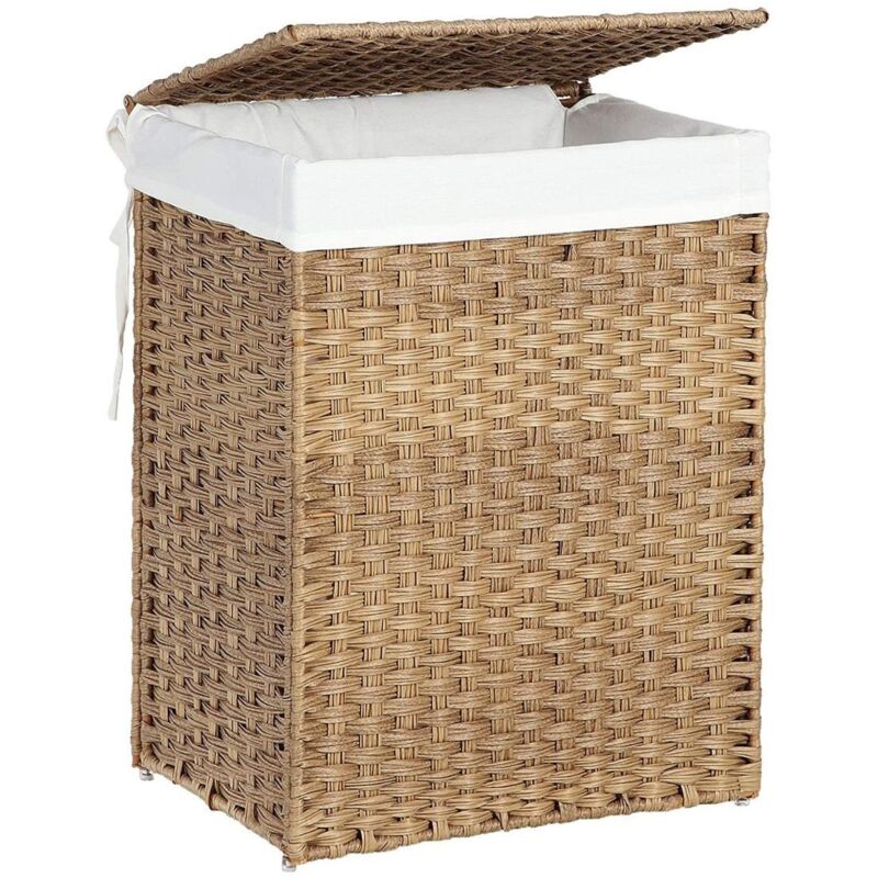 Calicosy - Panier à Linge avec 2 Poignées et Sac Amovible - Imitation Jonc Naturel