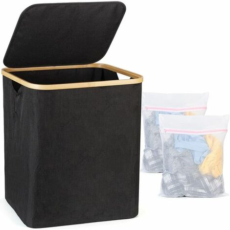 Panier �� linge en bambou avec couvercle amovible Panier �� linge Panier �� linge Panier �� linge Panier �� linge Panier �� linge Grand panier �� linge pliable Laundry Baskets 60 l