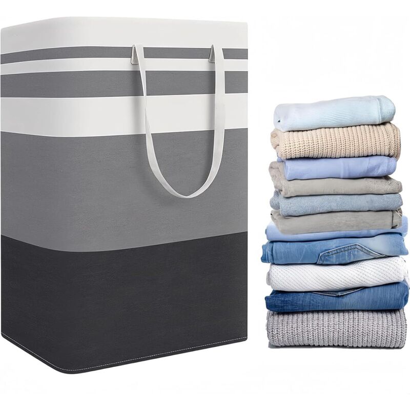 Panier linge familial 75 L – Poignées, pliable, pour chambre/buanderie