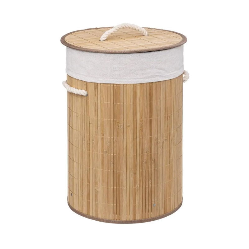 Panier à Linge Rond 'Bambou' 48L Naturel
