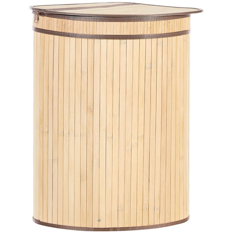Panier à Linge Rond Zippé avec Deux Compartiments 60 cm en Bambou Clair Badulla