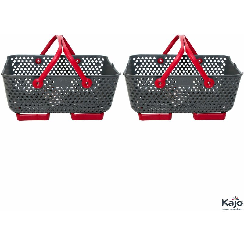 Panier Lot de 2 paniers Kajo 15L Gris / Cerise