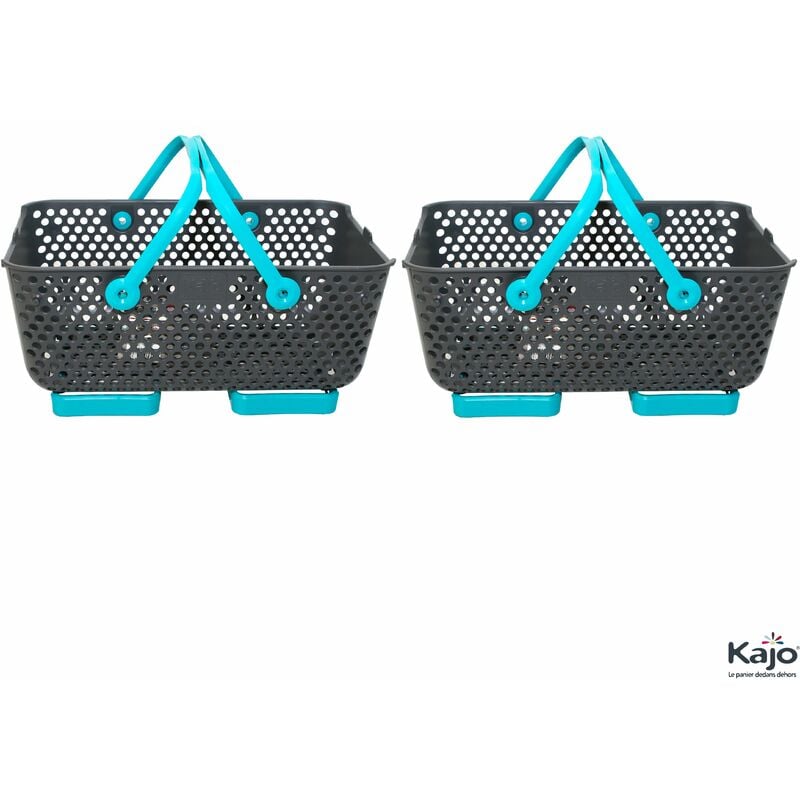 Panier Lot de 2 paniers Kajo 15L Gris / Turquoise