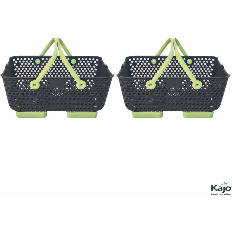 Panier Lot de 2 paniers Kajo 15L Gris / Tilleul