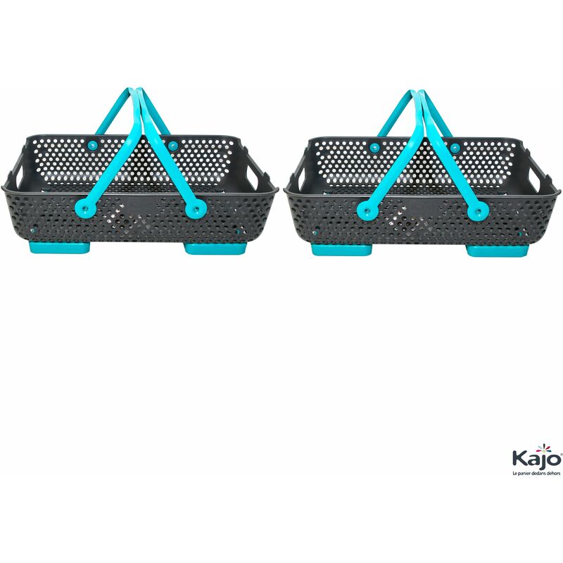 Panier Lot de 2 paniers Kajo 20L Gris / Turquoise