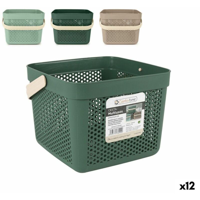 Panier polyvalent Confortime plastic 12 l 27 x 27 x 21 cm (12 pièces)