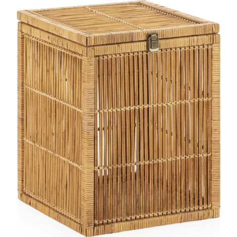 Panier naturel en bois d'épicéa bambou et rotin élégant - Naturel bois et rotin clair