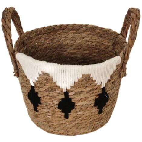 Panier naturel en palmier et jonc de mer pour la décoration et le rangement, idéal pour la maison, le bureau et l'organisation