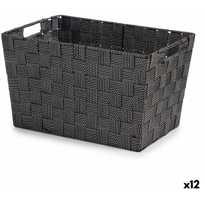 Panier en tissu noir 25 x 20 x 35 cm (12 unités)