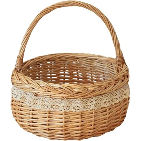 Panier Osier - 1 Unité - Tressage Naturel - Poignée Robuste - Rangement Maison et Pique-nique - Taille Compacte