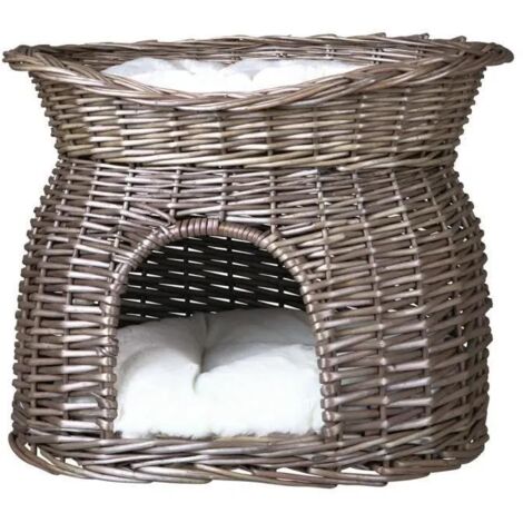 Panier osier avec lit au dessus 54 × 43 × 37 cm, gris