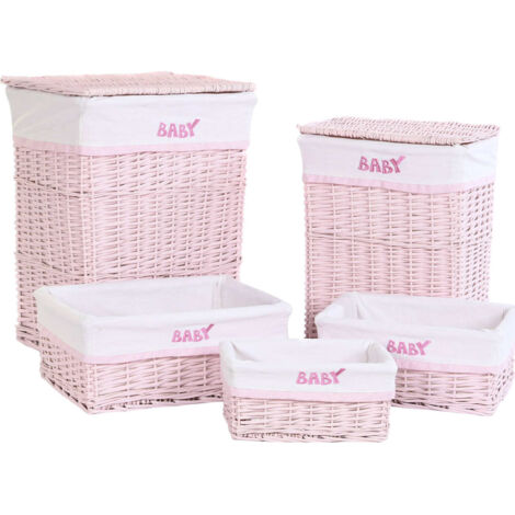 Panier osier rose élégant pour déco et rangement - Rose Pastel Tressé