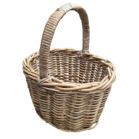 Panier ovale avec anse en kubu naturel tressé - SORGUE 02 - Marron