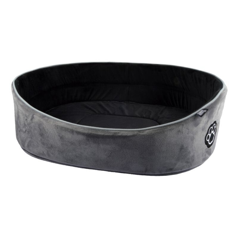 Panier ovale intérieur doux gamme 'Patchy' toutes dimensions Love Story - Gris/Noir - L 60 x l 42 x H 16.5 cm