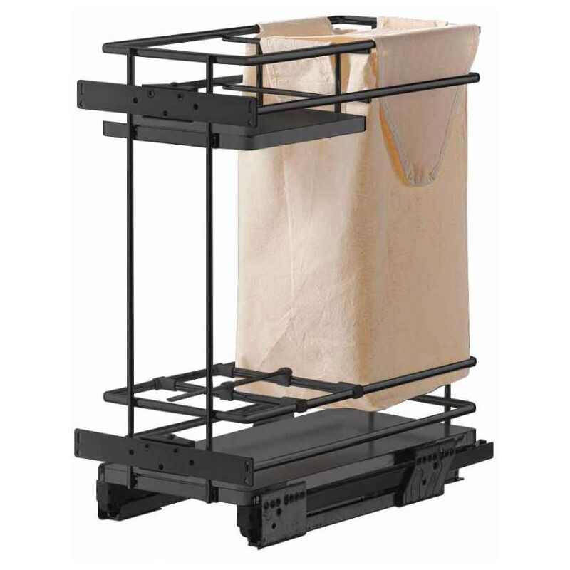 Panier pain et bouteilles anthracite - Modèle : Galaxy - Largeur : 364 mm - Matériau : Mélaminé / Acier - Pour caisson de largeur : 400 mm - Version