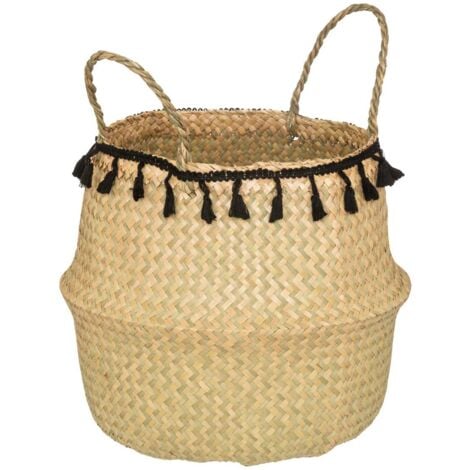 ATMOSPHERA CRÉATEUR D'INTÉRIEUR Panier pliable à pompons Naturel Ø 31xh 27 cm