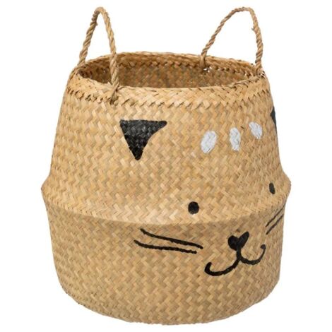 Panier Pliable en Roseau Chat 38cm Naturel