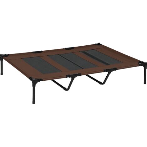 Panier pliable pour chien, panier d'extérieur surélevé, 122 cm x 92 cm x 23 cm, marron café et noir