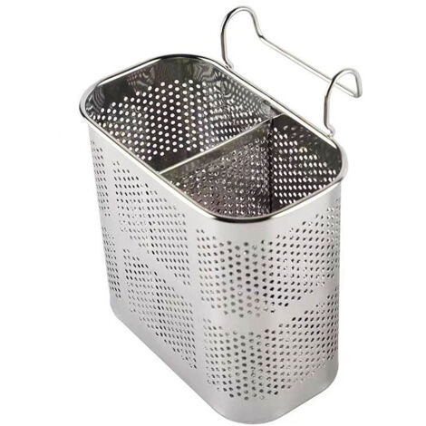 Panier porte-baguettes grande capacité à 2 compartiments, en acier inoxydable, avec égouttoir pour baguettes de cuisine.