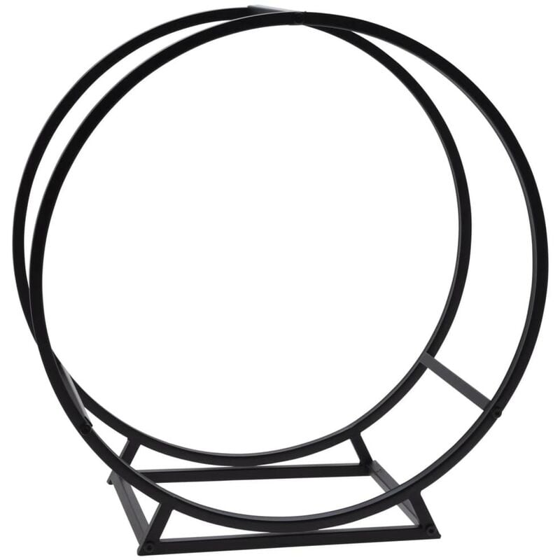 Panier Porte Bûches Rond moderne Idéal rangement bois de chauffage - Noir