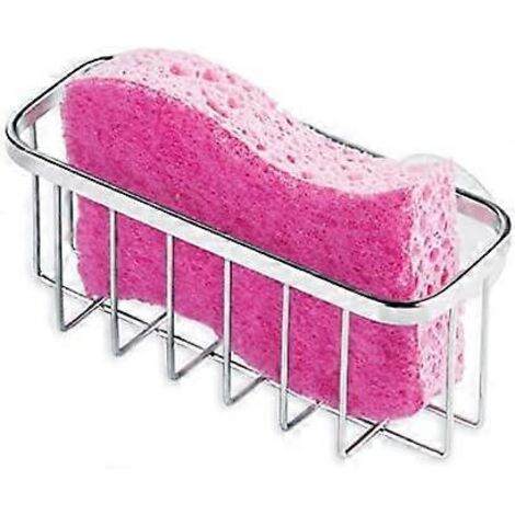 Panier porte-éponge en acier inoxydable avec ventouses, idéal pour les éviers de cuisine et l'organisation de la salle de bain