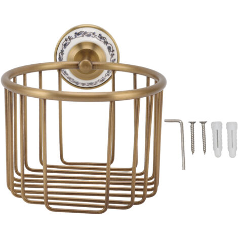 Panier Porte-Rouleaux de Toilette en Cuivre et Porcelaine - Support Mural Salle de Bain Résistant à la Rouille