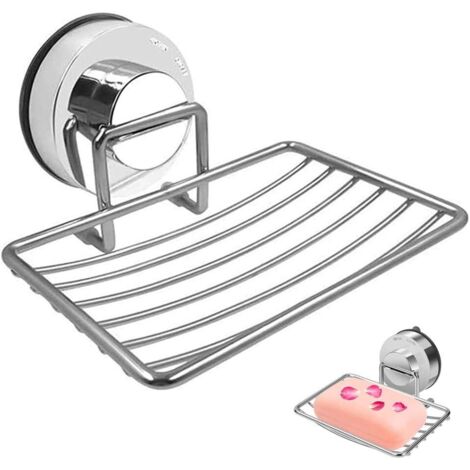 Panier Porte-Savon Mural, Porte-Savon en Acier Inoxydable, Porte-Savon à Ventouse, Durable Antirouille Sans Poinçon Acier Inoxydable Plateau à Savon Drainant pour Salle Bain Et Cuisine (Argent)