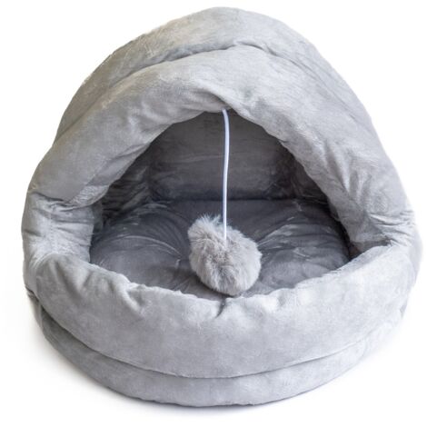 Panier pour chat avec Coussin Lavable Niche avec balle Grotte Cabane Rembourrée Douillet KZ GARDEN