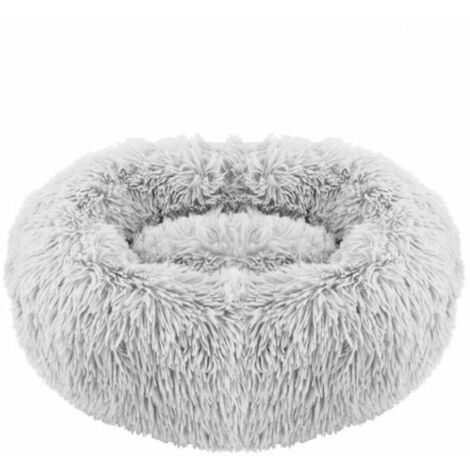 Panier pour Chat Chien Nid Rond Peluche 50CM Gris Clair
