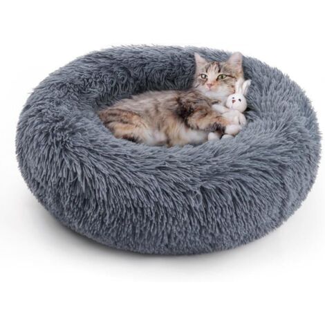 Panier pour chat/chien - - Rond - 50cm - Gris Foncé - Lavable