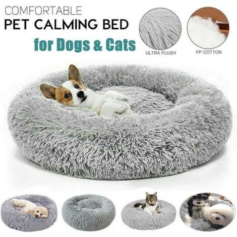 Panier pour chat-chien,Chaud,80cm,Gris clair,Panier Chien Chat Coussin Rond D\'intérieur