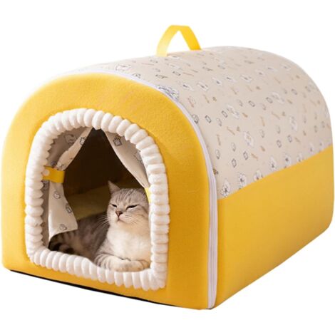 Panier pour Chat Couvert Maison Mignonne Douce et Lavable pour Chat Niche
