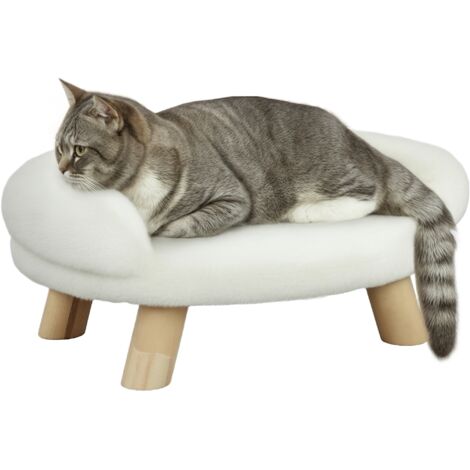 Panier pour chat et chien jusqu'à 5kg lavable en peluche crème 47x40x20 cm