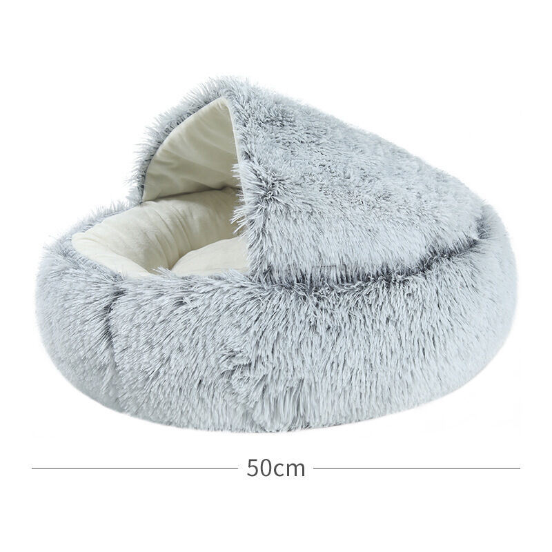 Panier pour Chat Moelleux Anti Stress Extra Doux Lit Apaisant pour Chien Canapé xl Confortable Lavable Maison, Coussin,Antidérapant (50cm,Gris) Dolaso
