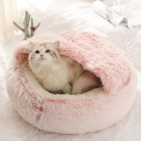 Panier pour Chat - Non spécifié - Modèle rond - 40cm - Rose - Semi-fermé