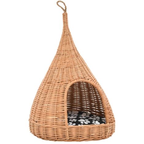 Panier pour chats avec coussin 40x60 cm Saule naturel CFW92464