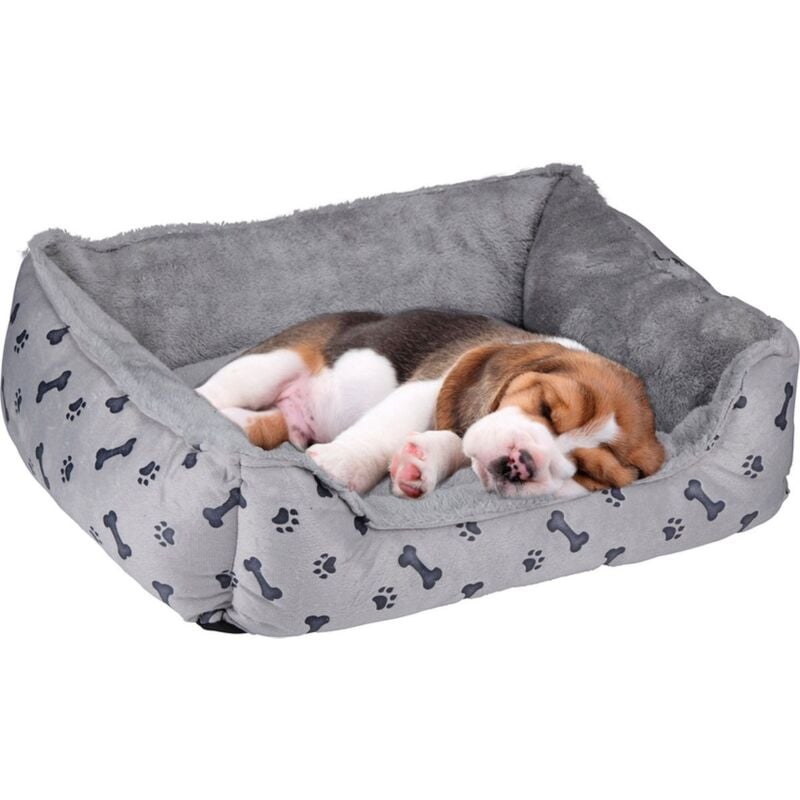 Panier pour Chien Coussin confortable pour animal de compagnie Chien et chiot 5 à 15kg Gris avec Motif Kz Garden