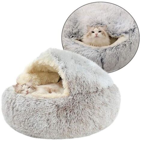 Panier pour chien et chat 80 cm gris clair chaud et confortable Panier Chat Rond Moelleux,