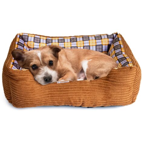 Panier pour Chien et Chat MARRON Coussin Anti Stress Chiot Lit Confortable Lavable KZ GARDEN